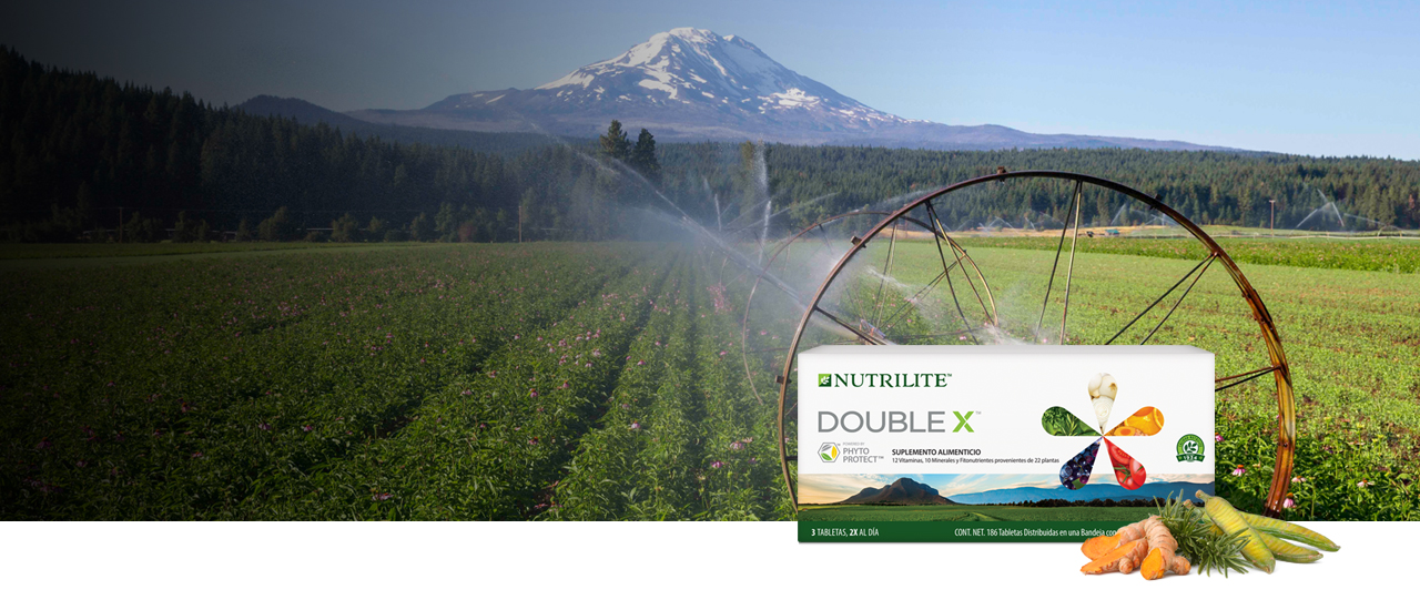 Double XT con fitonutrientes provenientes de plantas cultivadas en la Granja orgánica certificada en Trout Lake,Washington.